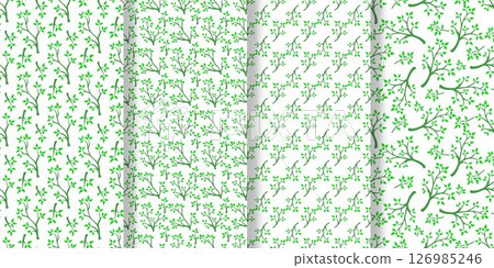 Set of seamless patterns with juicy green young foliage 126985246