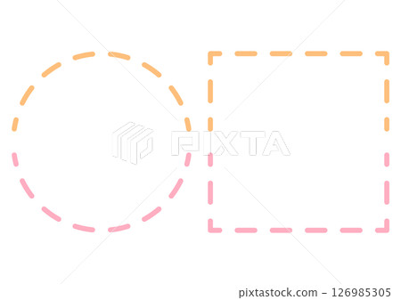 彩色虛線圓形和方形框架集 126985305