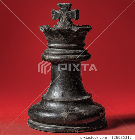 Black Chess Piece on Red Background with Cinematic Lighting and Close-Up Artistic Style Black Chess Piece on Red Background with Cinematic Lighting and Close-Up Artistic Style 126985312