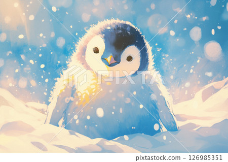 雪地裡的企鵝寶寶 126985351