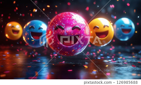 Floating 3D Emojis with Soft Shadows 126985688
