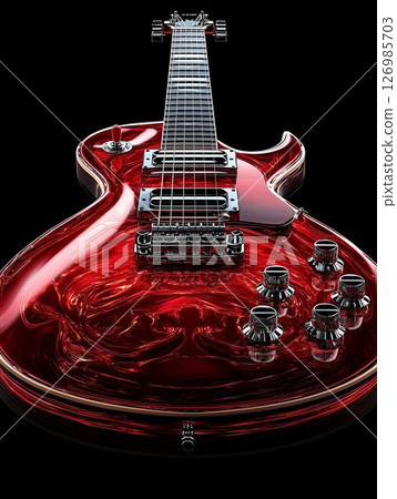 Electric Rock Guitar on Black Backdrop Electric Rock Guitar on Black Backdrop 126985703