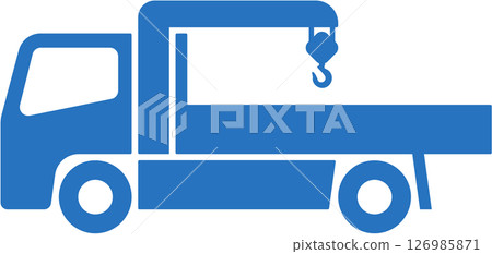 Icon of a truck with a crane on the loading platform Icon of a truck with a crane on the loading platform 126985871