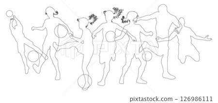 Soccer Football Players Silhouettes 126986111