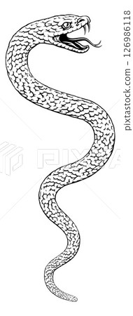 Snake Coiled Serpent Vintage Style Illustration Snake Coiled Serpent Vintage Style Illustration 126986118