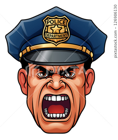 Policeman Angry Police Man Cartoon Character Cop 126986130