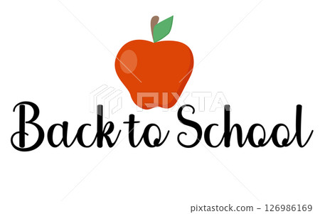 Back to School graphic concept with red apple. Flat vector illustration isolated on white background. Back to School graphic concept with red apple. Flat vector illustration isolated on white background. 126986169
