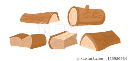 Firewood Logs Cartoon Collection Firewood Logs Cartoon Collection 126986284