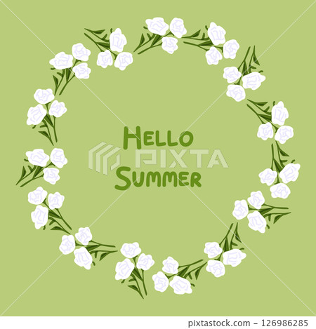 Floral Wreath with White Blossoms Floral Wreath with White Blossoms 126986285
