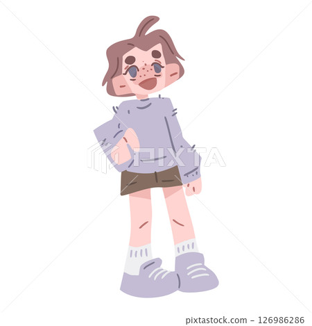 Cute Freckled Cartoon Kid Character Cute Freckled Cartoon Kid Character 126986286