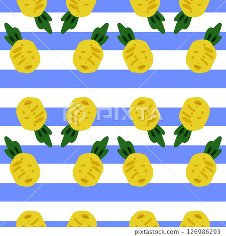 Pineapple Seamless Pattern With Stripes 126986293