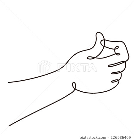 Simple line art of hand C black 126986409