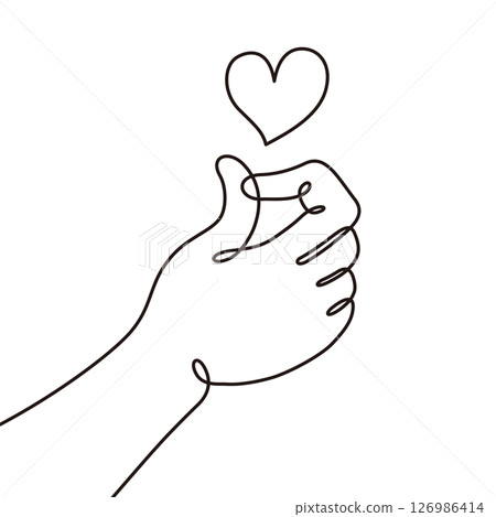 Simple line art of hands and hearts C Black 126986414