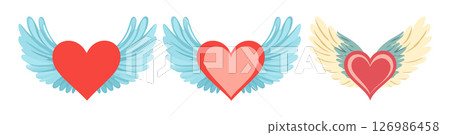 Three Hearts with Wings Love Clipart 126986458