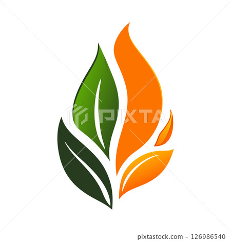 Green Orange Flame Logo Nature Fire Energy Eco Friendly Design 126986540