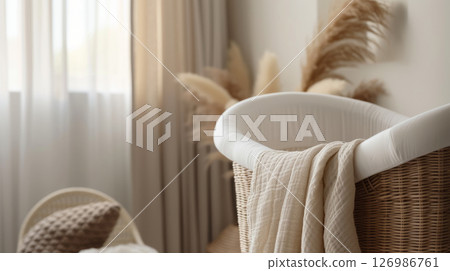 Small crib in Scandinavian style. 126986761
