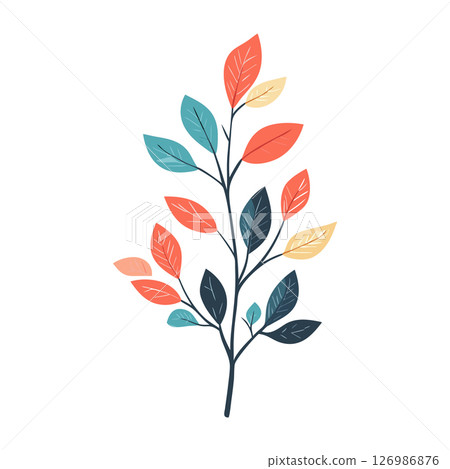 Colorful Leaves Branch Illustration Design Colorful Leaves Branch Illustration Design 126986876