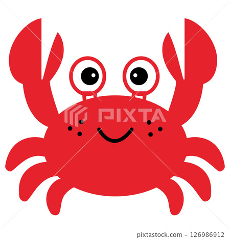 Cute crab cartoon icon. Cute and beautiful crab sign. Red crab symbol. flat style. 126986912
