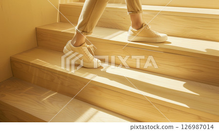 Legs climbing stairs. Legs climbing stairs. 126987014