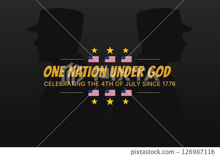 One Nation Under God with Flags and Stars 126987116