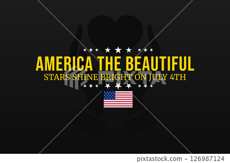 Heart Hands with American Flags and Stars 126987124