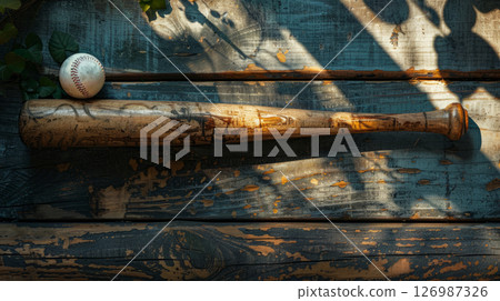 Retro style - baseball bat and ball 126987326