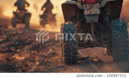 Close-up of an ATV wheel on off-road. 126987331