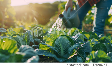 Cabbage in the garden. 126987419