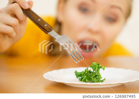 Shocked young woman being on diet 126987495