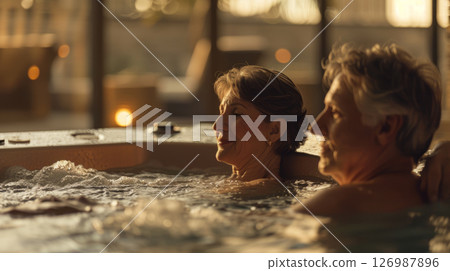 Man and woman in a jacuzzi. 126987896