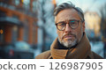 Close up portrait of a man on a winter day. 126987905