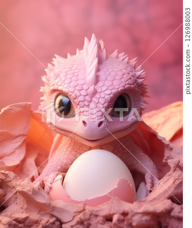 Baby Dragon hatching from the egg. Generative Ai Baby Dragon hatching from the egg. Generative Ai 126988003