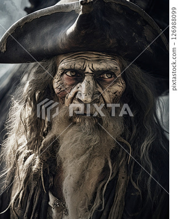 Pirate captain closeup portrait. Generative Ai Pirate captain closeup portrait. Generative Ai 126988099