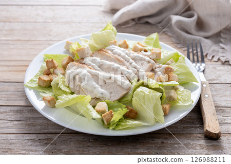 Crunchy Caesar salad with chicken Crunchy Caesar salad with chicken 126988211