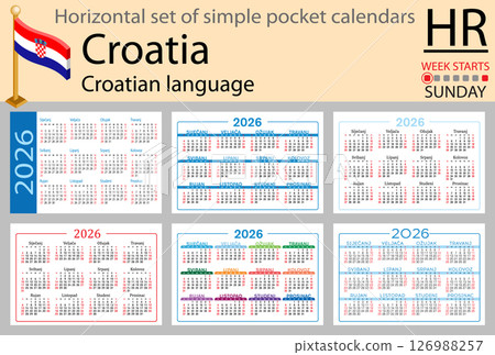 Croatia horizontal Set of pocket calendars for 2026 Croatia horizontal Set of pocket calendars for 2026 126988257