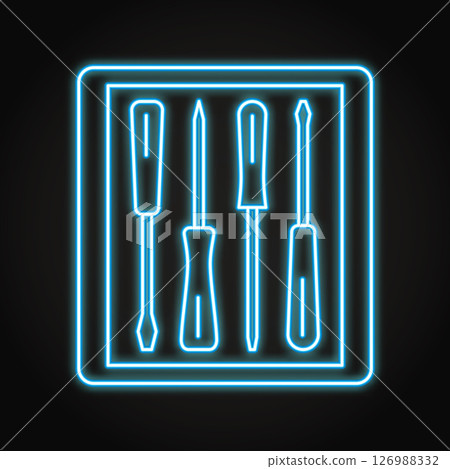 Screwdriver set neon line icon Screwdriver set neon line icon 126988332