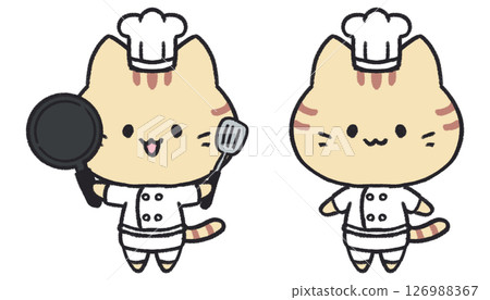 Cute cat chef illustration set Cute cat chef illustration set 126988367