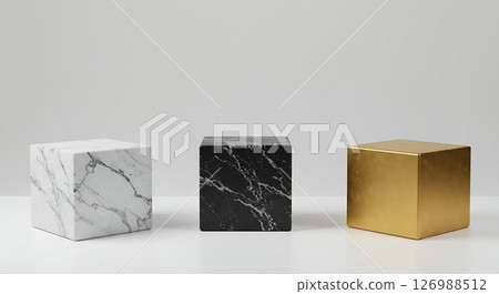 black and white cubes on white background 126988512