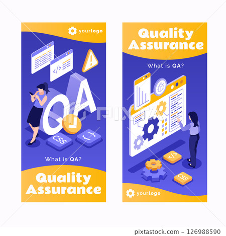 Podcast Isometric Banner vertical 126988590