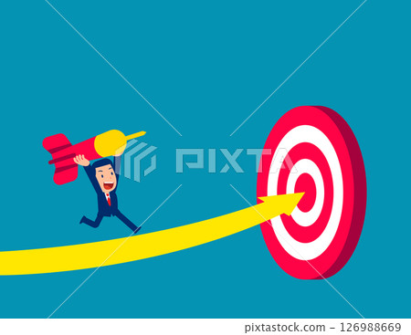 Ambitious. Businessman with progress to goal Ambitious. Businessman with progress to goal 126988669