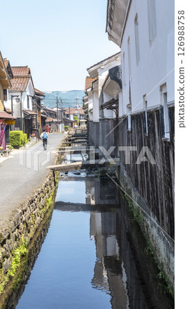 Mt. Utsubuki and the townscape of red tiles, Kurayoshi Shirakabe Dozo Mt. Utsubuki and the townscape of red tiles, Kurayoshi Shirakabe Dozo 126988758