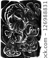 Abstract Monochrome Swirls. Dynamic black and white abstract design with swirling patterns 126988831