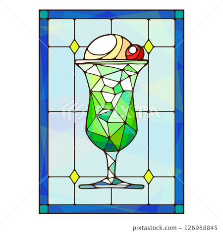 Stained glass style cream soda illustration Stained glass style cream soda illustration 126988845