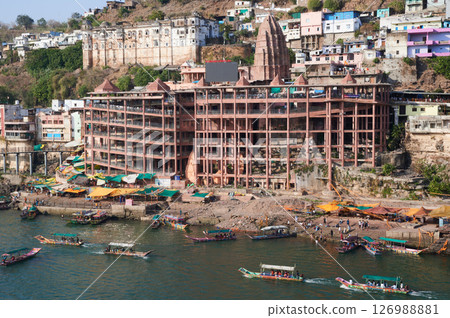 Shri Omkareshwar Temple and the Narmada River, Omkareshwar, Madhya Pradesh Shri Omkareshwar Temple and the Narmada River, Omkareshwar, Madhya Pradesh 126988881