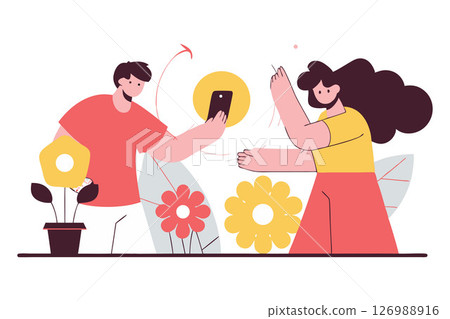 vector illustration of a young couple in love 126988916