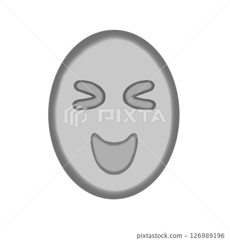 水彩臉圖示_快樂的表情_笑（黑色） 126989196