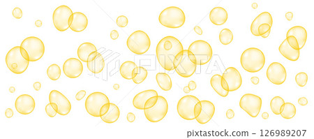 Realistic golden collagen, serum or keratin balls. Realistic golden collagen, serum or keratin balls. 126989207