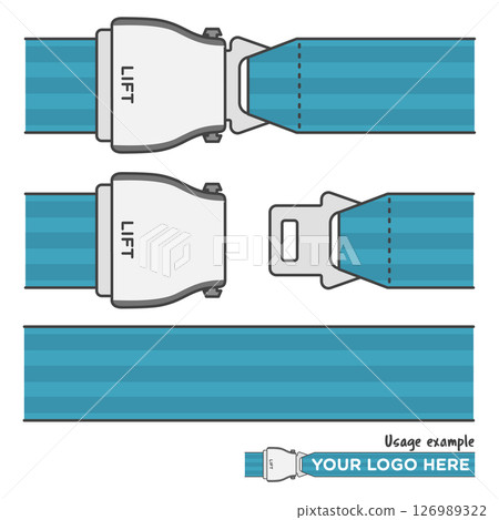 Illustration material: Aviation safety, airplane seat belt (with main line) blue and dark colors (free color change OK!) Illustration material: Aviation safety, airplane seat belt (with main line) blue and dark colors (free color change OK!) 126989322