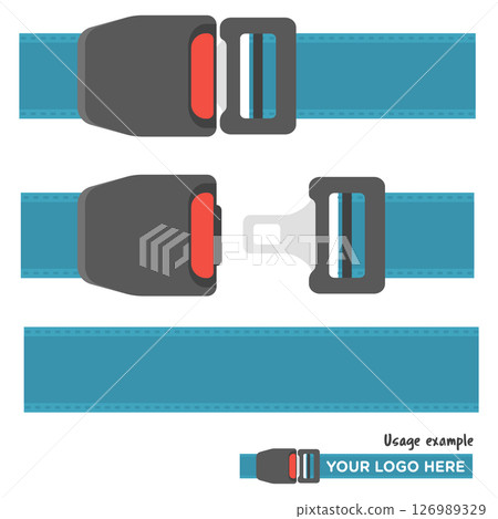 插圖素材：交通安全、汽車安全帶（無主線）藍色和深色（可自由更改顏色！） 126989329