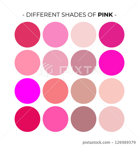 Different Shades of Pink Color Palette Vector Illustration 126989379